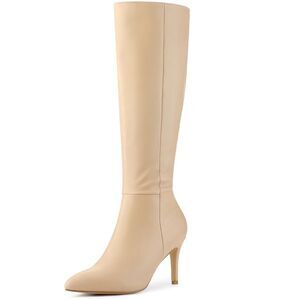 High Heels Pointed Stiletto Heel Knee High Boots Nude